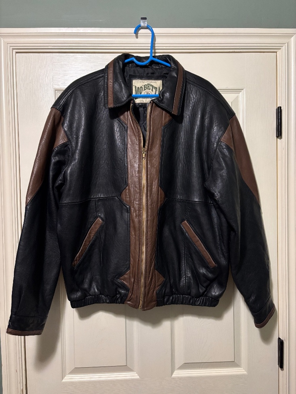 Vintage Mo Betta Black and Tan Leather Jacket Size XL